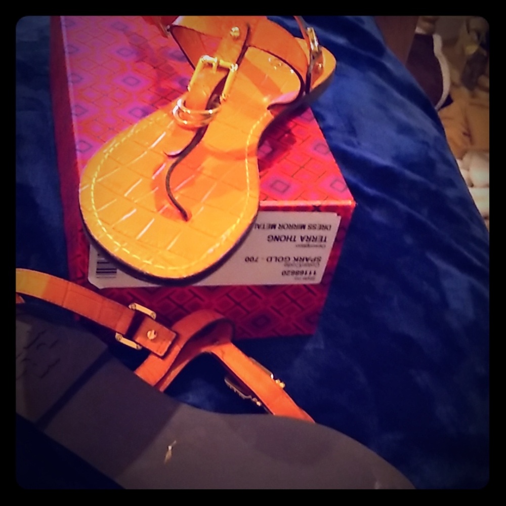 A pair of Orange Tory Burch Sandals